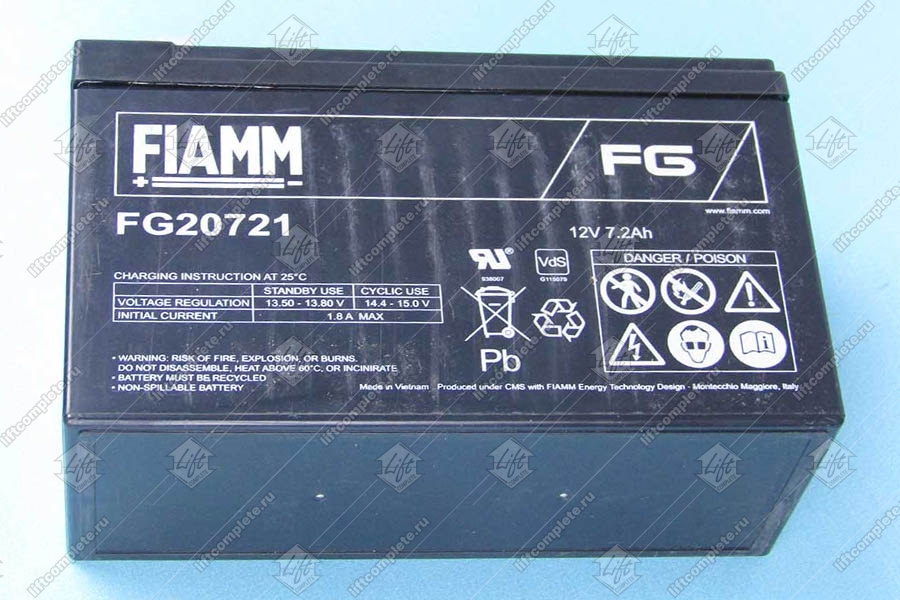 Аккумулятор, FIAMM, FG 20721, 12B, 7,2Ач