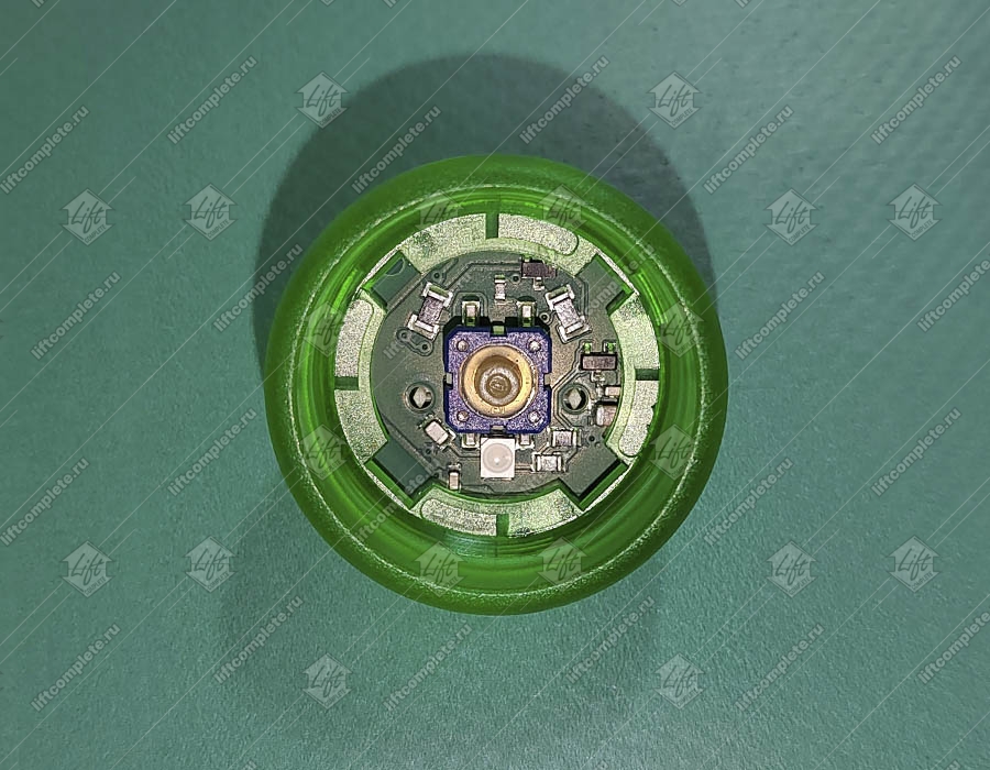 Базовый элемент кнопки приказа, KONE, зеленый высокий ободок, белая подсветка