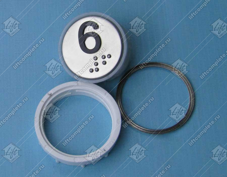 Кнопка вызова/приказа, VEGA Venus, 6 этаж, с кодом Брайля, красная подсветка (разъем MLK)