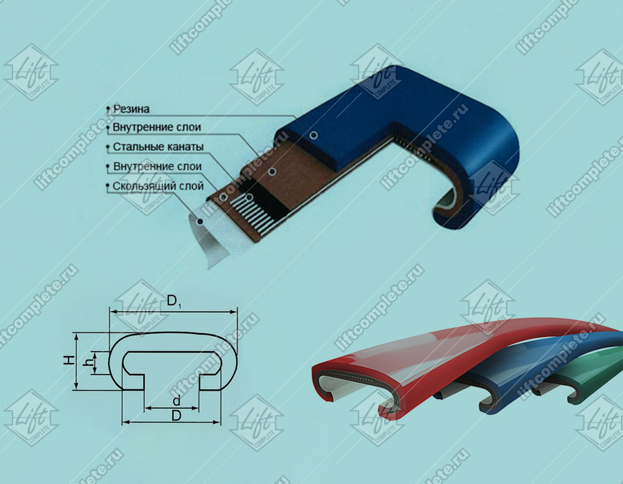 Поручень эскалатора, ECO3000, Semperit (Австрия), D1-79,2 мм, D-62,8 мм, H-28,2 мм, чёрный